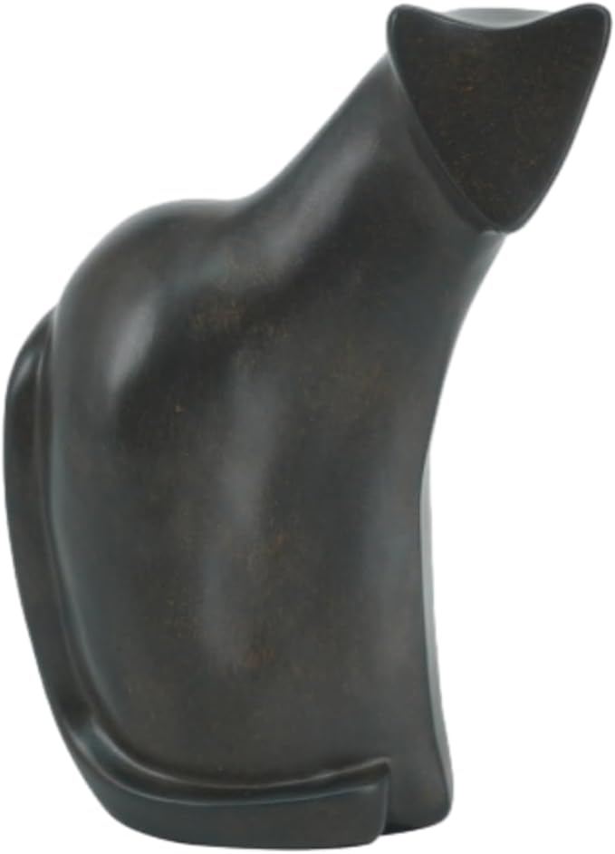 Young's Inc Modern Black Cat Resin Figurine Sculpture, Minimalist Cat Statue Home Decor, Abstract Cat Tabletop Accent for Living Room Shelf Desk Mantel, Contemporary Animal Art Decor, 10 Inch