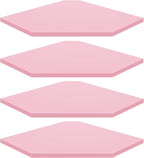 Homode Corner Shelf Wall Mount, Set of 4 Corner Floating Shelves, Wood Hanging Storage Shelving with Cord Hole, Wall Shelf Organizer for Bathroom Bedroom Living Room Office, Pink