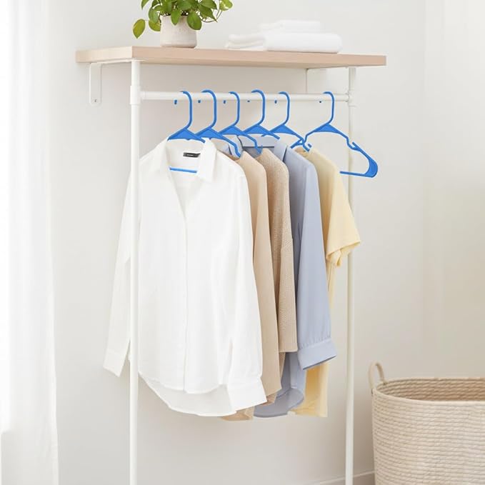 Utopia Home Plastic Hangers 50 Pack - Perfect Space Saving Clothes Hanger - Durable and Strong - Perfect Closet Organizers with Shoulder Grooves (Blue)