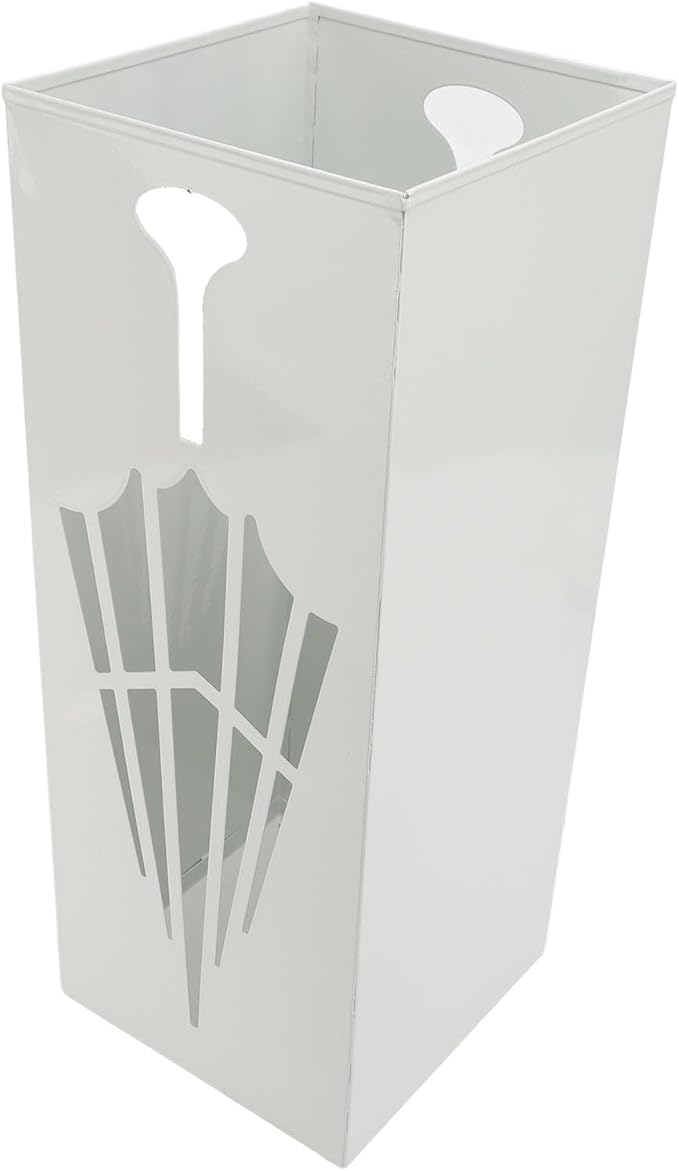 Square Metal Umbrella Holder, Umbrella Stand Rack for Entryway with Hollow Pattern, Fast Drying Rack Holder for Office and Entryway (White)