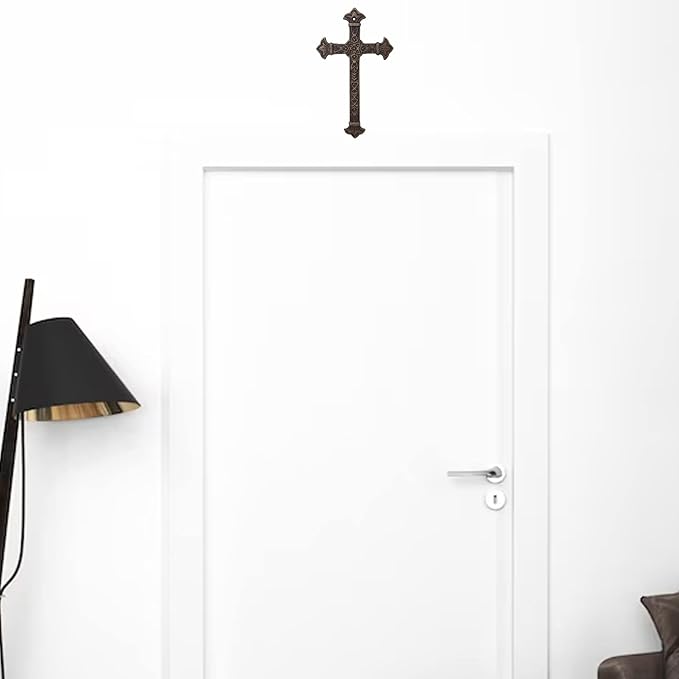 DreamsEden Metal Cross Christian Wall Art, Antique Hanging Religious Cross Decor Vintage Living Room Bedroom Home Decoration