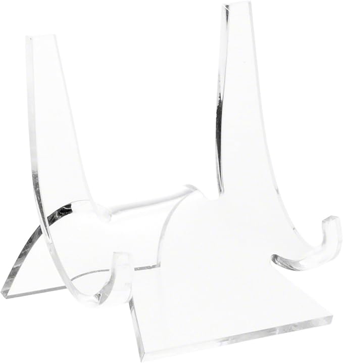 Plymor Clear Acrylic Double-Scoop Display Easel, 3" H x 2.875" W x 2.5" D (3 Pack)