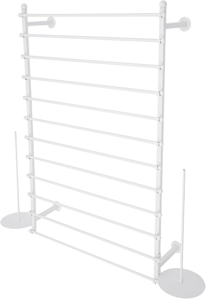 12-Tier Wall Mounted Scarf Rack, Scarf Display Rack, Towels Storage Hanger, Commercial Hijab Scarf Holder Organizer Space Saving for Retail Stores, Boutiques, Home (White, 31.5in Width)