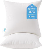 QUIETSEA 18x18 Pillow Inserts, 2 Pack Down Alternative Throw Pillow Inserts, Fluffy Soft Square Decorative Pillows for Bed, Couch and Sofa