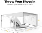 SEE SPRING X-Large Shoe Storage Box Fit Size 11, Clear Plastic Stackable Shoe Organizer for Closet, Space Saving Sneaker Shoe Rack Containers Bins Holders for Entryway, 12 Pack Clear
