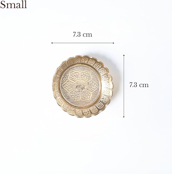 Shubhkart Solid Brass Decorative Nakshi Plate Set for Puja, Decoration & Diwali Gifting (Small 7 cm, Pack of 3, Solid Brass)