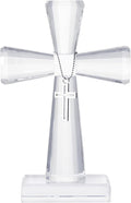 YWHL Handmade Crystal Cross Standing Religious Gifts for Women Men, Glass Cross Collectible Figurines for Home Decoration