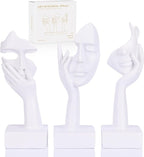 3 Pcs Thinker Large Statue Set - White Art Abstract Home Accent Figurines for Living Room, Bedroom, Shelves, Office Desktop, Coffee Table Decor, Gift for Women (3 Pcs White, 9")