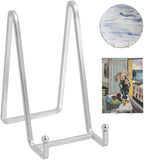 Plate Holder Easel Display Stand - 6 inch Metal Plate Stands for Display - Tabletop Picture Stand - Silver Iron Easels for Display Pictures | Photo Frames | Book | Decorative Plates | Plaque - 4 Pack