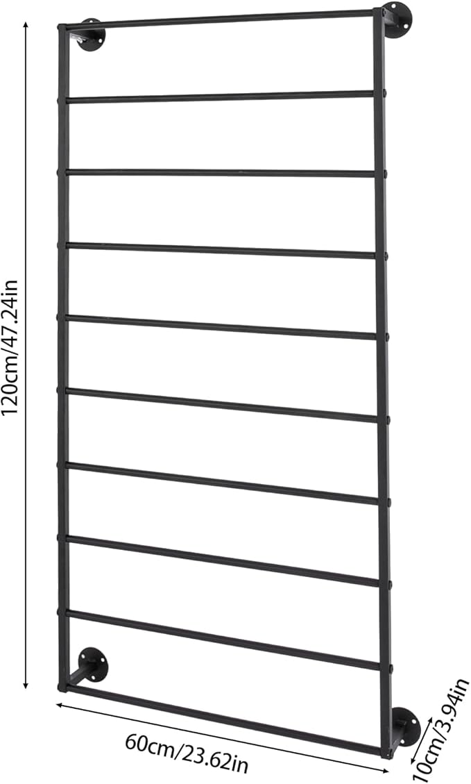 Wall Mounted Scarf Rack,Wall Display Rack,10 Layer Towels Storage Rack,Wall Wrapping Paper Ribbon Organizer,Silk Scarves Hijab Hanger for Flower Shop Retail Store (Black)