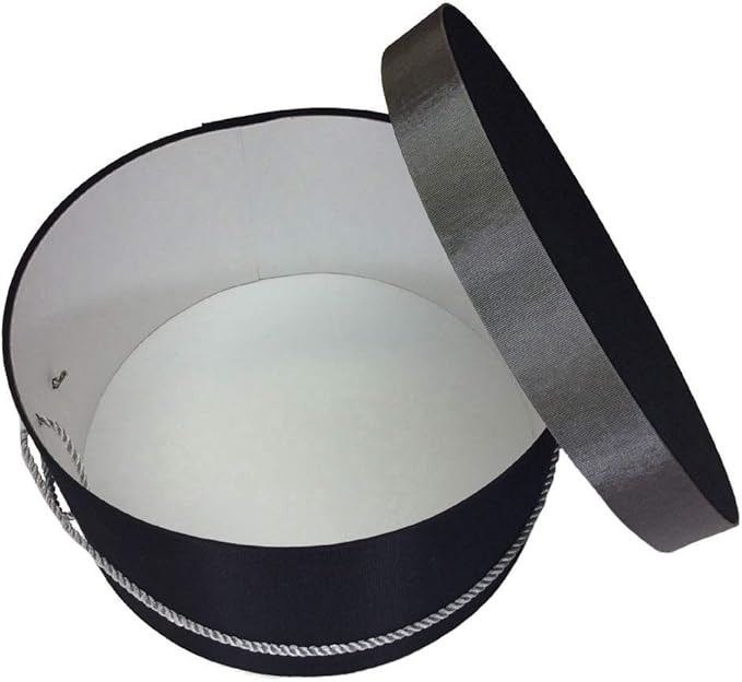 Sarah's Hat Boxes Classic Black/Gray Hat Box – 12.75" x 6.5" (Dia. x Ht.) Handmade in USA – Odorless Non-Toxic Adhesive, Cording Handle – Premium Storage for Hats & Accessories
