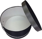 Sarah's Hat Boxes Classic Black/Gray Hat Box – 14.75" x 7.5" (Dia. x Ht.) Handmade in USA – Odorless Non-Toxic Adhesive, Cording Handle – Premium Storage for Hats & Accessories