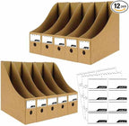 ANSSDO 12 Pack Brown Cardboard Magazine Holder Bulk Kraft Magazine File Holder Magazine Organizer, Magazine Storage Box, Large Volume Magazine File Organizer as Book Bins or Folder Holder for Desk