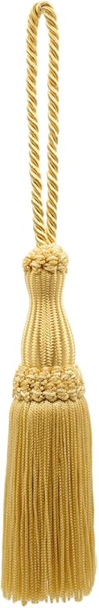 DÉCOPRO Decorative Silky 5" (12.5cm) Key Tassel 5" (12.5cm) Loop (Style# SKT) Light Gold #B7 (Light Yellow Gold) Set of 2