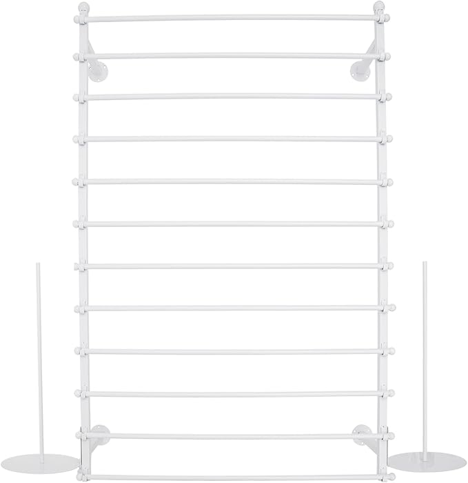 12-Tier Wall Mounted Scarf Rack, Scarf Display Rack, Towels Storage Hanger, Commercial Hijab Scarf Holder Organizer Space Saving for Retail Stores, Boutiques, Home (White, 31.5in Width)