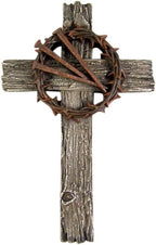 Cross with Thorn Crown and Nails, Wall Hanging Decoration, Religious Gift, 13 1/2 Inch