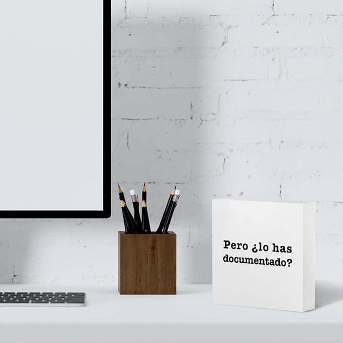 mmiishe Spanish But Did You Document It Wooden Box Sign The Office Gifts Boss Day Gifts for Him Funny Office Boss Gifts for Women Coworkers Decorations for Home Office Desk 5 x 5 Inches