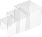 Sezanrpt Square Acrylic Shelf Risers 3pcs, Acrylic Dessert Table Display Set, Clear Acrylic Showcase Collectibles Display Shelf for Funko Pop, Cupcake, Toys, Watches, Table Decorations - 4''x5''x6''