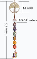 Handmade Crystal Window Car Hanging Ornaments 7 Chakra Home Decoration Feng Shui Ornament Yoga Meditation Car Decoration Tumbled Palm Stones (Style11)