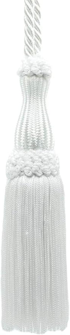 DÉCOPRO Beautiful Decorative Chainette Key Tassel 5 inch Tassel Length 5 Inch Loop Color: White - A1