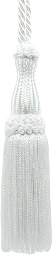 DÉCOPRO Beautiful Decorative Chainette Key Tassel 5 inch Tassel Length 5 Inch Loop Color: White - A1
