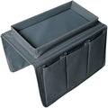 Sofa Armrest Organizer, Couch TV Remote Storage Organizer with Pockets for Recliner Armchair Snacks Glasses Smartphone Magazines Pouch (Gery)