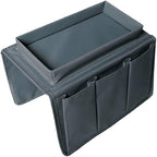 Sofa Armrest Organizer, Couch TV Remote Storage Organizer with Pockets for Recliner Armchair Snacks Glasses Smartphone Magazines Pouch (Gery)