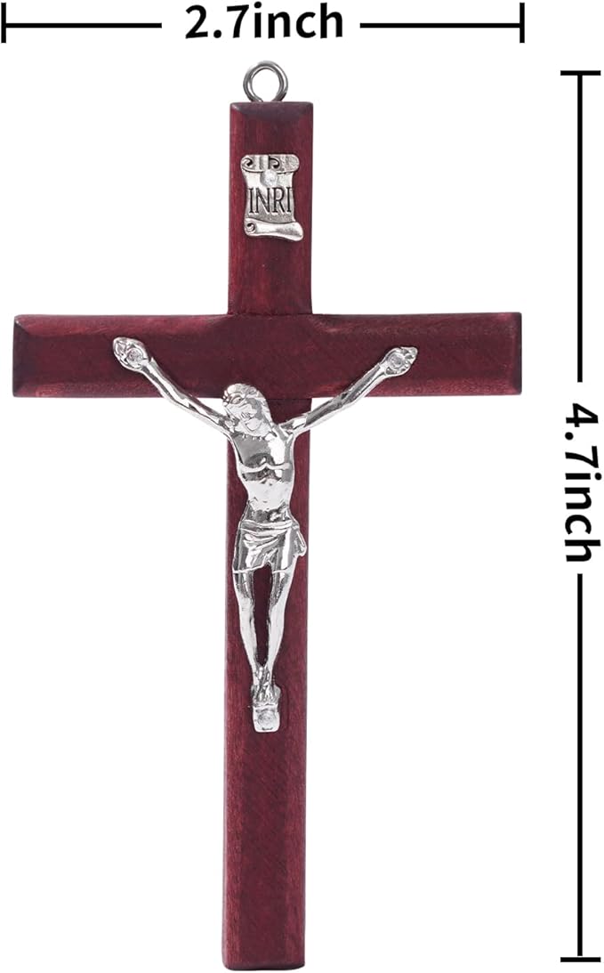 ZYFLSQ Catholic Crucifix Wall Cross 3 Pack, 4.7 inch Small Catholic Wooden Jesus Cross for Home Decor, Hanging Cross for Wall