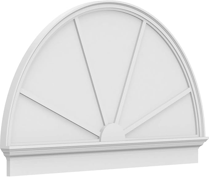 58"W x 35-3/4"H x 2-3/4"P Half Round 4 Spoke Architectural Grade PVC Combination Pediment