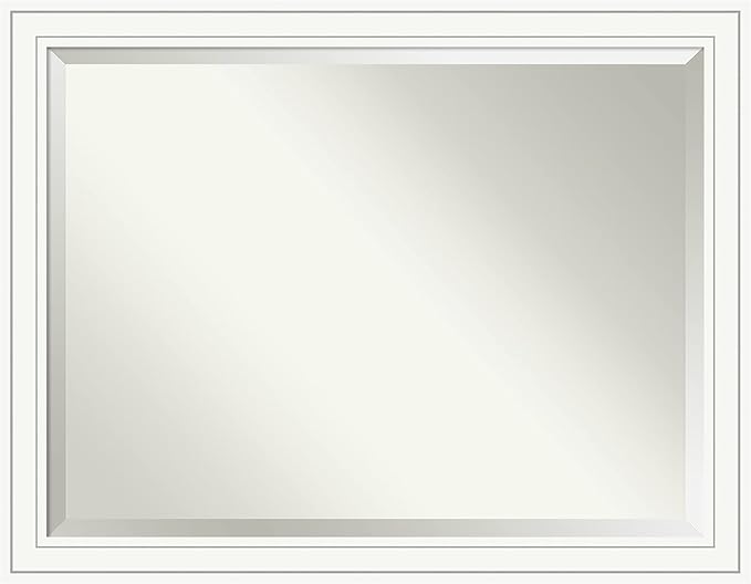 Amanti Art White Wall Mirror 35x45 Craftsman White Rectangle Bathroom Mirror for Wall Decor Living Room, X-Large Casual Wood Frame, Hangs Horizonally and Vertically, Bathroom Decor, Beveled Edge