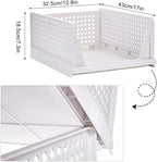 yazi Stackable Storage Bins,8 Pack Foldable Plastic Wardrobe Clothes Organizer Drawer Shelf Storage Basket Container Plastic Drawer Organizer Shelf Baskets Folding Containers Bins Cubes