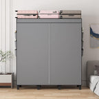 Portable Closet, 51.18" Large Capacity Clothing Storage Organizer with 3 Hanging Rods 6 Shelves 18 Side Pockets, Dustproof Sturdy Wardrobe for Bedroom Dorm Rental Apartment (Grey, Large)