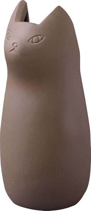 PaletteLife Cat Umbrella Stand, Compact Ceramic Umbrella Holder for Entryway, Cute Scandinavian Decorative Umbrella Rack, Brown