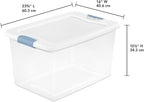 Sterilite 24-Pack Latching Box, Under Bed Storage Bins with Lids, Clear Plastic, 64 Quart - Heavy-Duty Organizing Containers for Closet, Bathroom, and Office