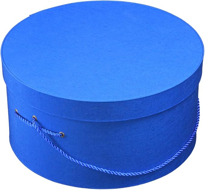 Sarah's Hat Boxes Classic Royal Hat Box – 18.5" x 9.5" (Dia. x Ht.) Handmade in USA – Odorless Non-Toxic Adhesive, Cording Handle – Premium Storage for Hats & Accessories