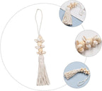 Pastoral Wooden Beads String with Shells and Tassels Creative Boho Decor for Home Beach Inspired Rustic Touch Versatile Hanging Garland for Walls Windows