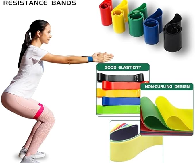 Resistance Loop Exercise Bands with Instruction Guide and Carry Bag, Set of 5