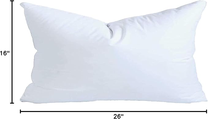 MoonRest® 16x26 Inch Synthetic Down Alternative Rectangle Pillow Insert Form Stuffer for Sofa Shams, Decorative Throw Pillow, Cushion and Bed Pillow Stuffing - Hypoallergenic 16“X 26”