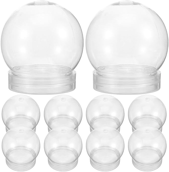 DIY Snow Globe Water Globe: 4 Inch Plastic Christmas Snow Balls Kit with Screw Off Caps - Fillable Display Balls Keepsake Sphere for DIY Crafts Home Decor, 10pcs