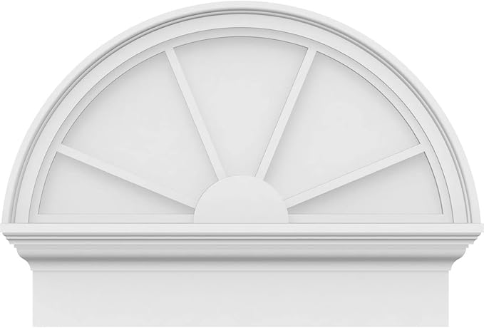 24"W x 18-3/4"H x 2-3/4"P Half Round 4 Spoke Architectural Grade PVC Combination Pediment