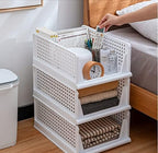 yazi Stackable Storage Bins,8 Pack Foldable Plastic Wardrobe Clothes Organizer Drawer Shelf Storage Basket Container Plastic Drawer Organizer Shelf Baskets Folding Containers Bins Cubes