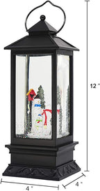 Wondise Lighted Musical Snow Globe Lantern with 6 Hour Timer, 12 Inches USB Powered and Battery Operated Spinning Water and Swirling Glitter Christmas Snow Globe Lantern Gifts(New Snowman)