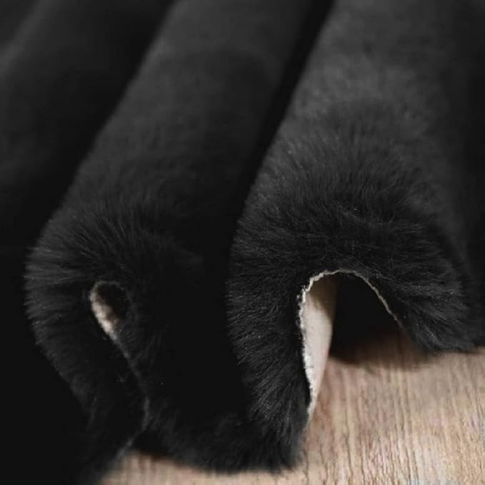 Faux Rabbit Fur Rug Machine Washable Area Rugs Black Fur Rug for Living Room Fuzzy Rugs for Bedroom Teen Room Decor Small Sheepskin 2x3 Rectangle Rugs