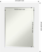 Amanti Art White Wall Mirror 29x23 Corvino White Rectangle Bathroom Mirror for Wall Decor Living Room, Medium Modern Wood Frame, Hangs Horizonally and Vertically, Bathroom Decor, Beveled Edge