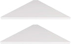 evron Corner Mounting Shelf Set of 2 – Easy to Install Floating Wall Shelves with Wood Grain Finish, Durable and Waterproof ABS Plastic for Kitchen, Bathroom, Living Room Home Décor