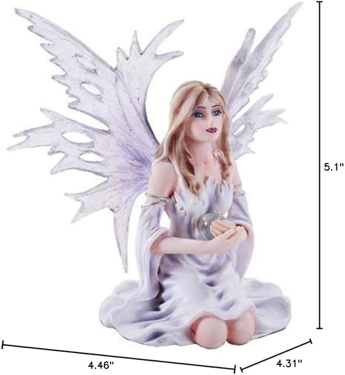Pacific Giftware 4.5 Inch Fairyland Legends Winter Purple Fairy Winged Fairy with Flowers Statue Figurine (4.5H)
