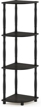 Furinno Turn-N-Tube 4-Tier Corner Display Rack Multipurpose Shelving Unit with Classic Tubes, Espresso/Black, 18114EX/BK, Espresso/Black Classic Tube