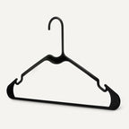 Amazon Basics Space Saving Plastic Clothes Hangers, Sturdy Closet Organizer for Shirts and Jackets, Adult Size, Black, 50-Pack