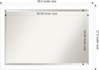 Amanti Art White Wall Mirror 27x39 Basic White Narrow Rectangle Bathroom Mirror for Wall Decor Living Room, Large Casual Wood Frame, Hangs Horizonally and Vertically, Bathroom Decor, Beveled Edge