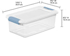 Sterilite 12-Pack Latching Box, Under Bed Storage Bins with Lids, Clear Plastic, 6 Quart - Heavy-Duty Organizing Containers for Closet, Bathroom, and Office